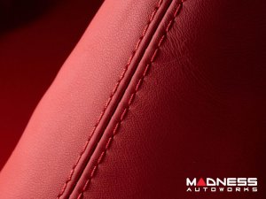 FIAT 124 Spider Gear Shift / eBrake Kit - Black Italy - Boot Red Leather w/ Red Stitching